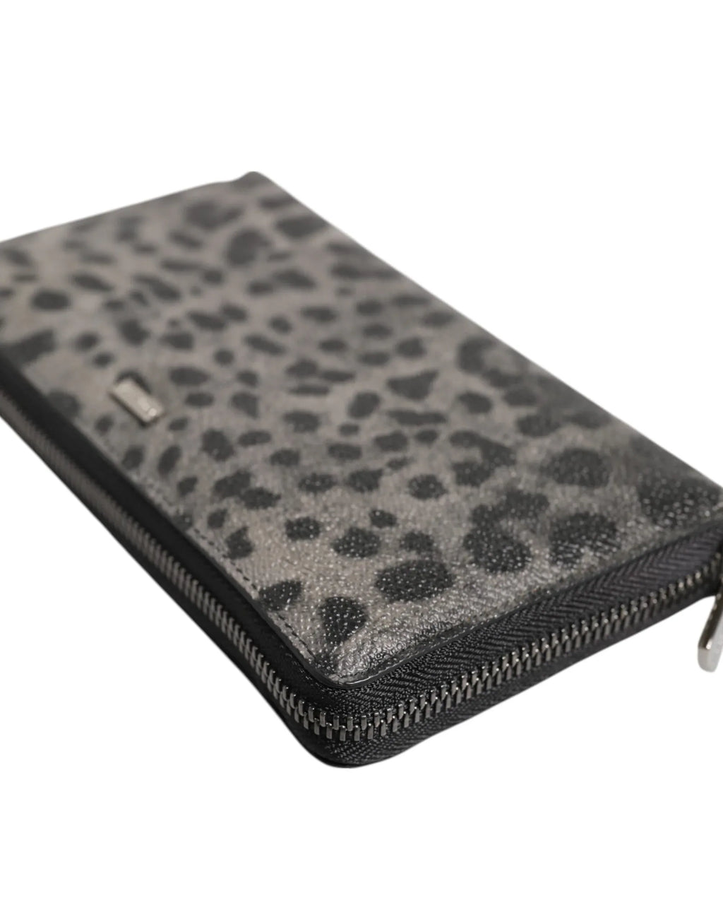 Dolce & Gabbana Black Gray Leopard Leather Zip Around Continental Wallet - Zeiniez