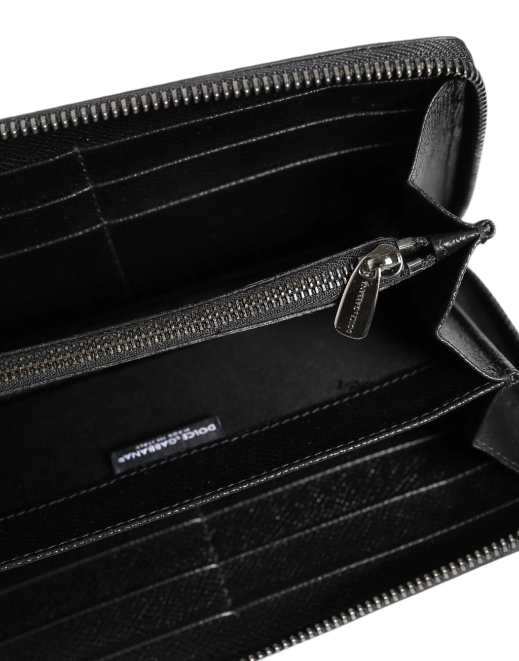 Dolce & Gabbana Black Gray Leopard Leather Zip Around Continental Wallet - Zeiniez