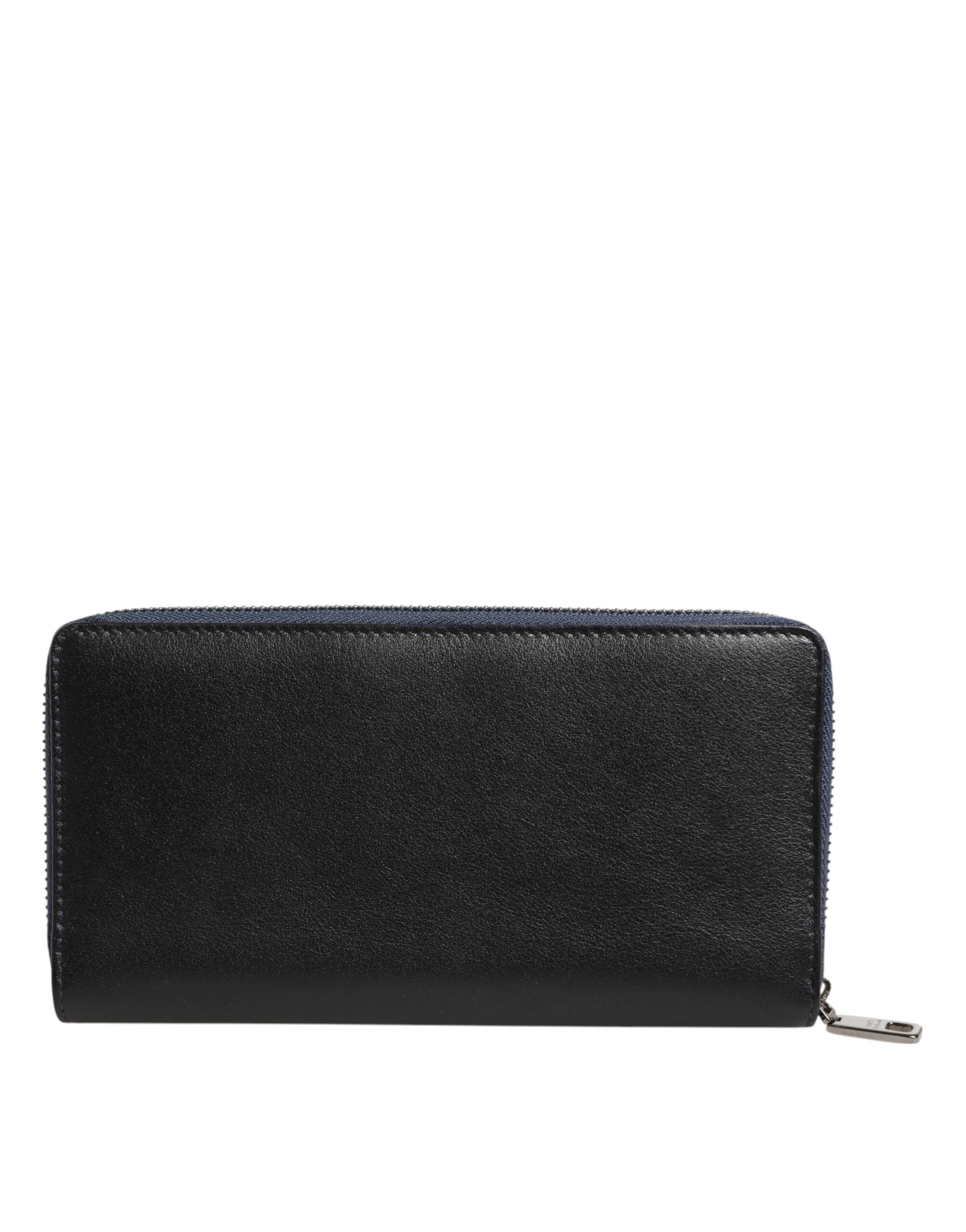 Dolce & Gabbana Black Blue Exotic Leather Men Continental Clutch Wallet - Zeiniez