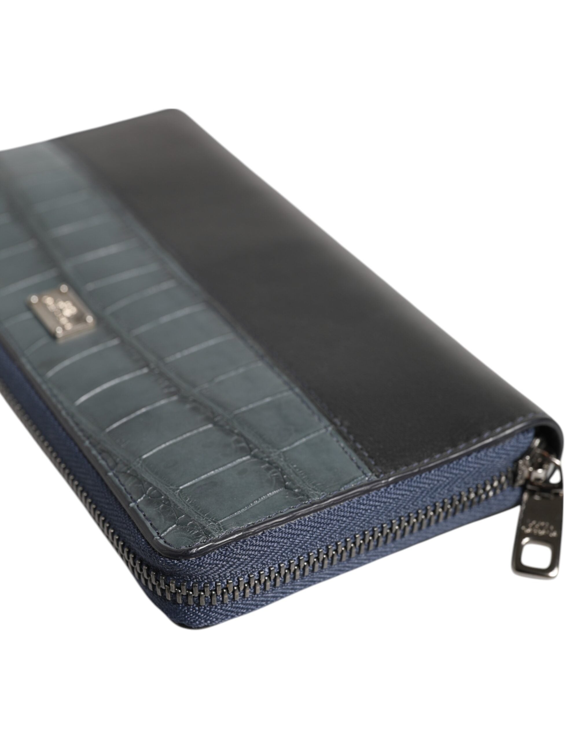 Dolce & Gabbana Black Blue Exotic Leather Men Continental Clutch Wallet - Zeiniez