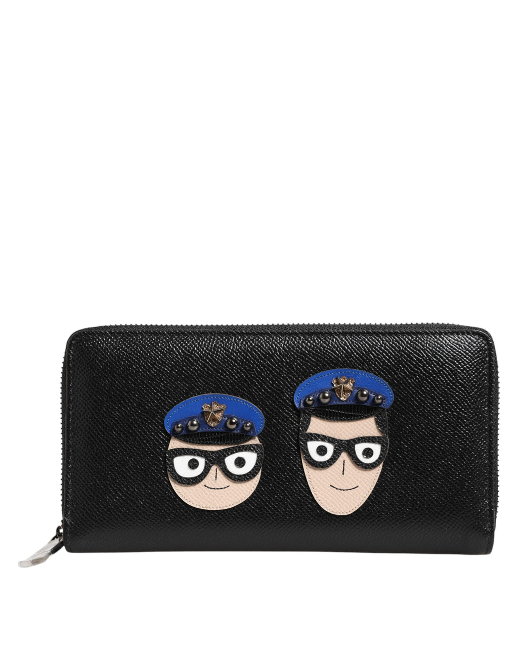 Dolce & Gabbana Black Leather #DGFAMILY Zipper Continental Mens Wallet