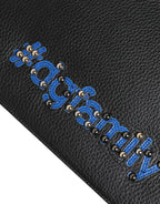 Dolce & Gabbana Black Leather #DGFAMILY Embellished Men Clutch Pouch Bag - Zeiniez