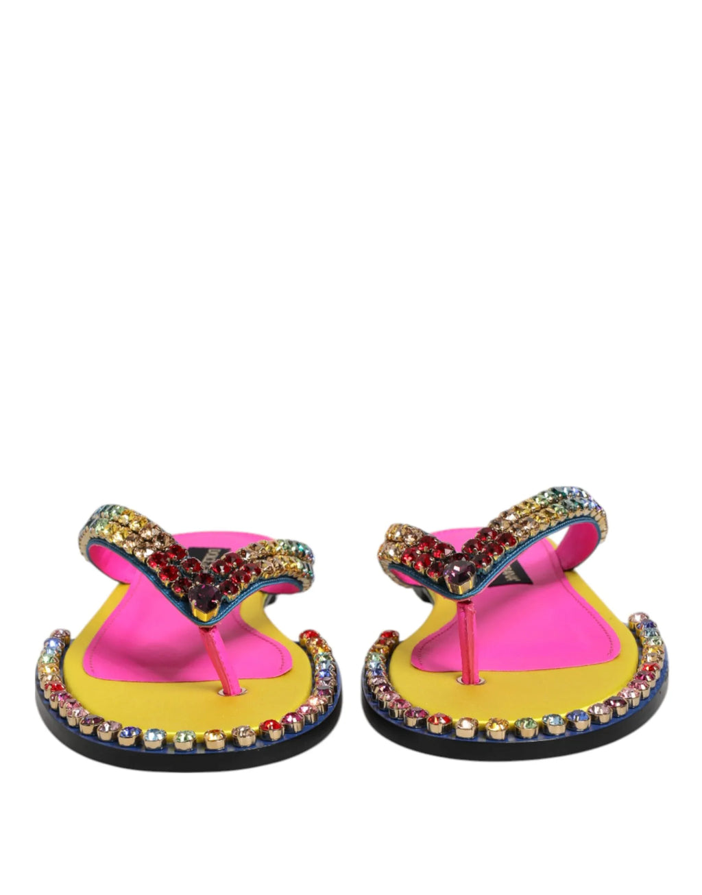 Dolce & Gabbana Multicolor Rhinestone Flip Flop Flat Sandals Shoes - Zeiniez