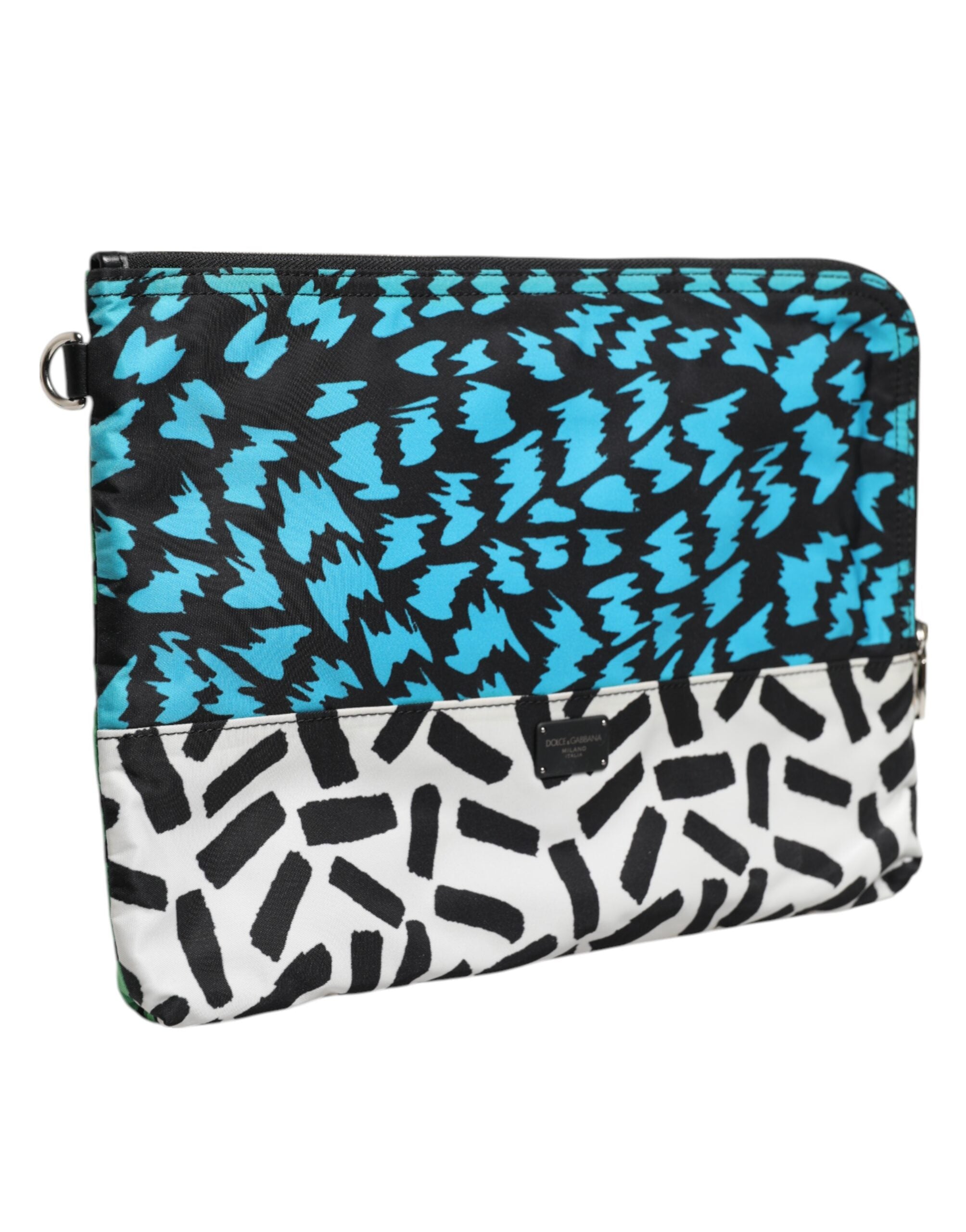Dolce & Gabbana Multicolor Printed Nylon Logo Plaque Men Clutch Pouch Bag - Zeiniez