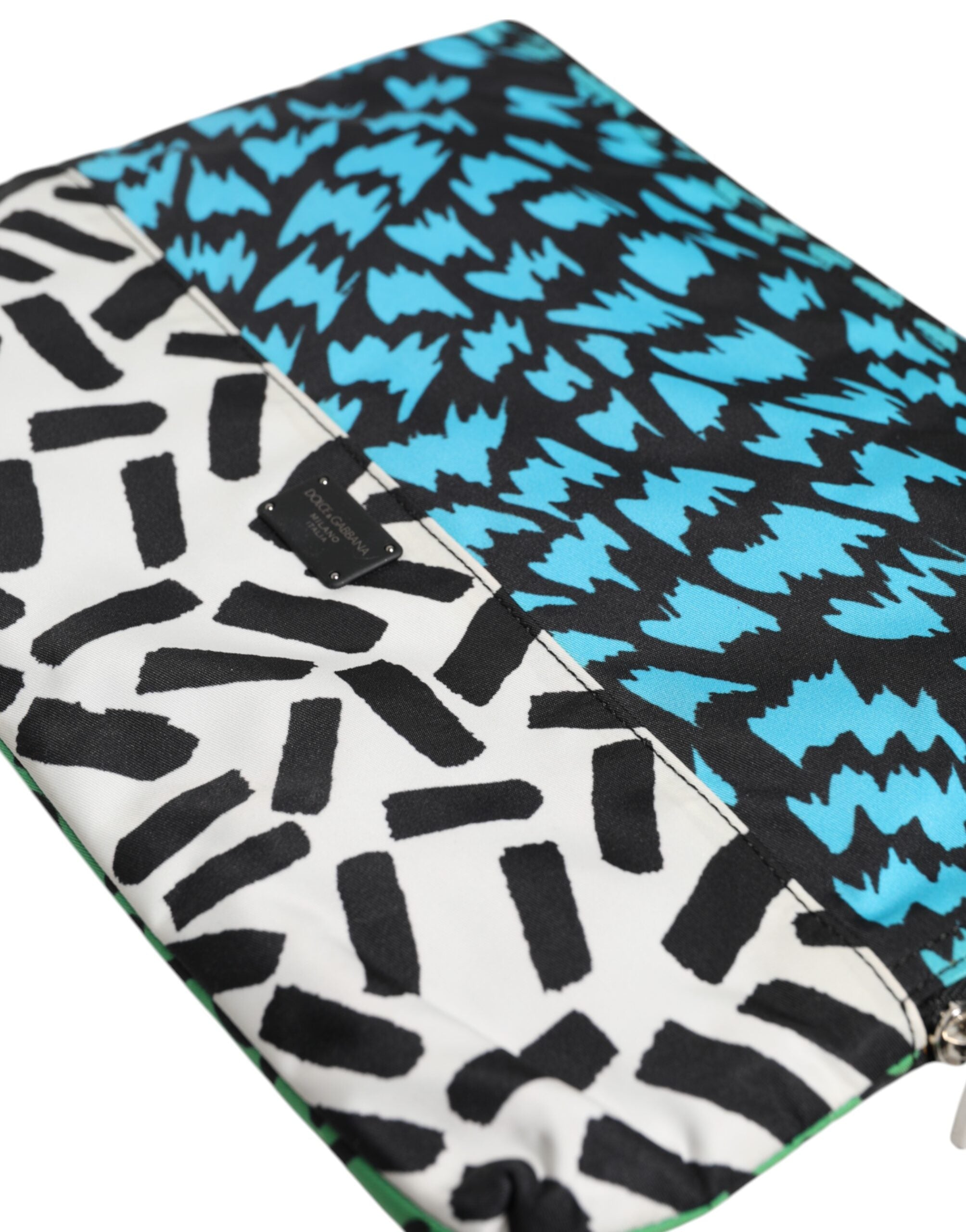 Dolce & Gabbana Multicolor Printed Nylon Logo Plaque Men Clutch Pouch Bag - Zeiniez