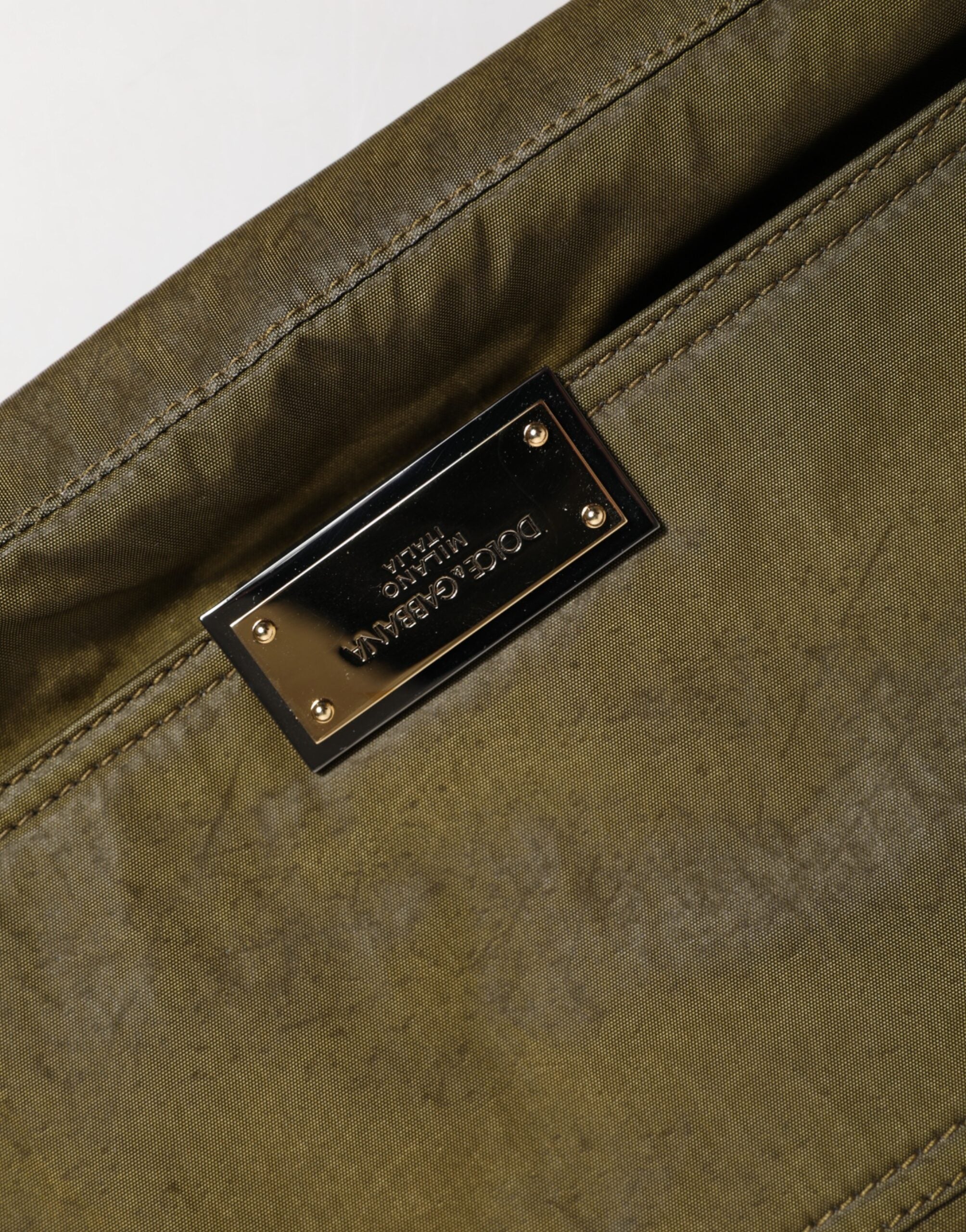 Dolce & Gabbana Dark Green Nylon Logo Plaque Shoulder Strap Borse Bag - Zeiniez