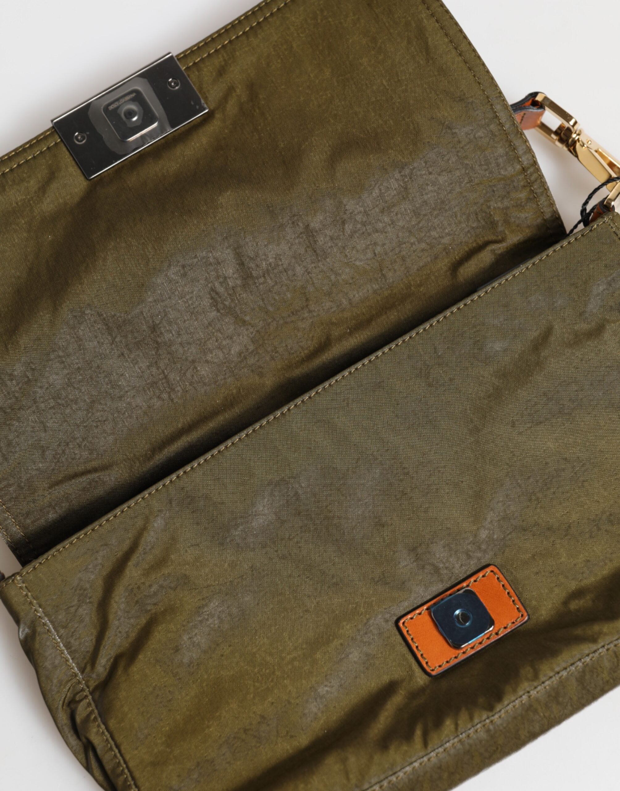 Dolce & Gabbana Dark Green Nylon Logo Plaque Shoulder Strap Borse Bag - Zeiniez