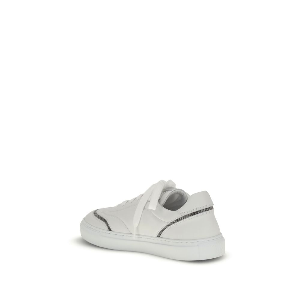 Brunello Cucinelli White Calf Leather Bos Taurus Low Top Sneakers - Zeiniez