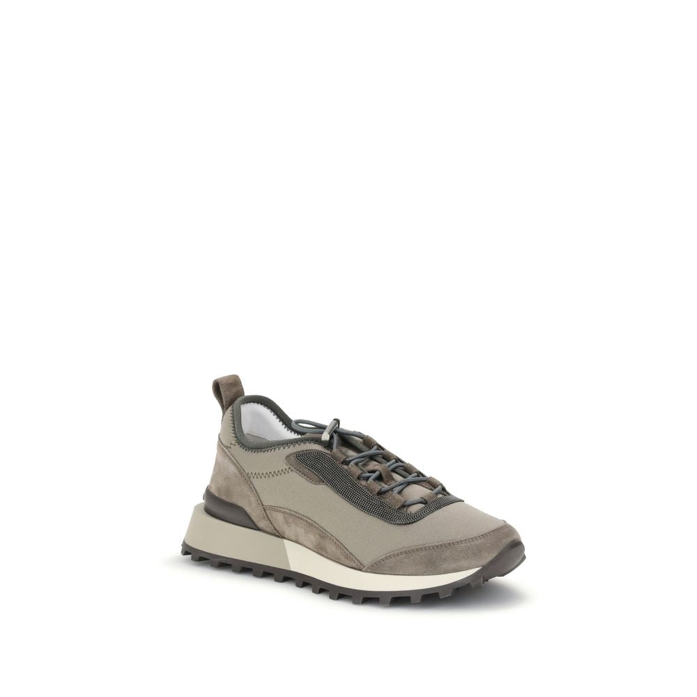 Brunello Cucinelli Brown Leather Athletic Sneakers - Zeiniez