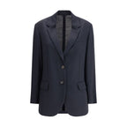 Brunello Cucinelli Blue Fleece Wool Blazer
