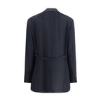 Brunello Cucinelli Blue Fleece Wool Blazer
