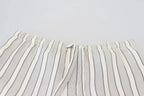 Dolce & Gabbana White Stripes Silk Lounge Trouser Pants - Zeiniez
