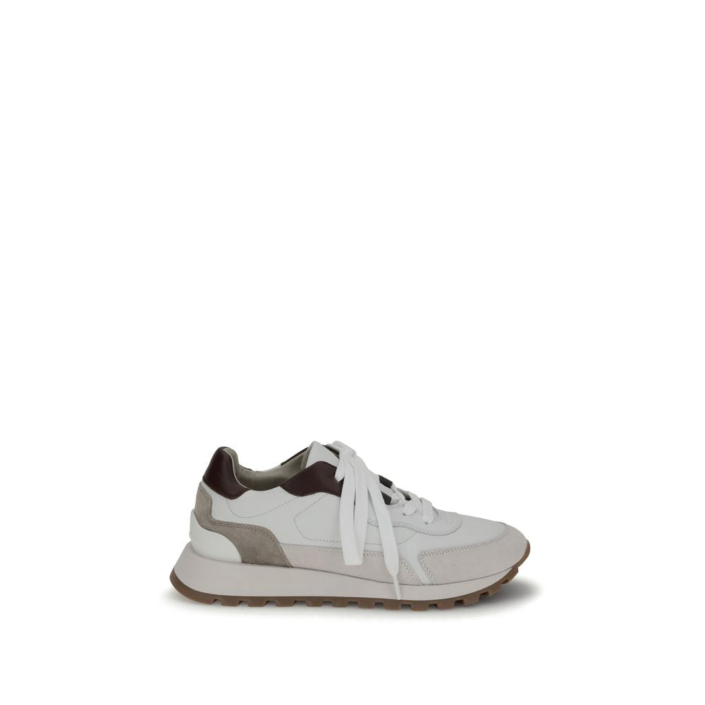 Brunello Cucinelli White Leather Athletic Sneakers - Zeiniez
