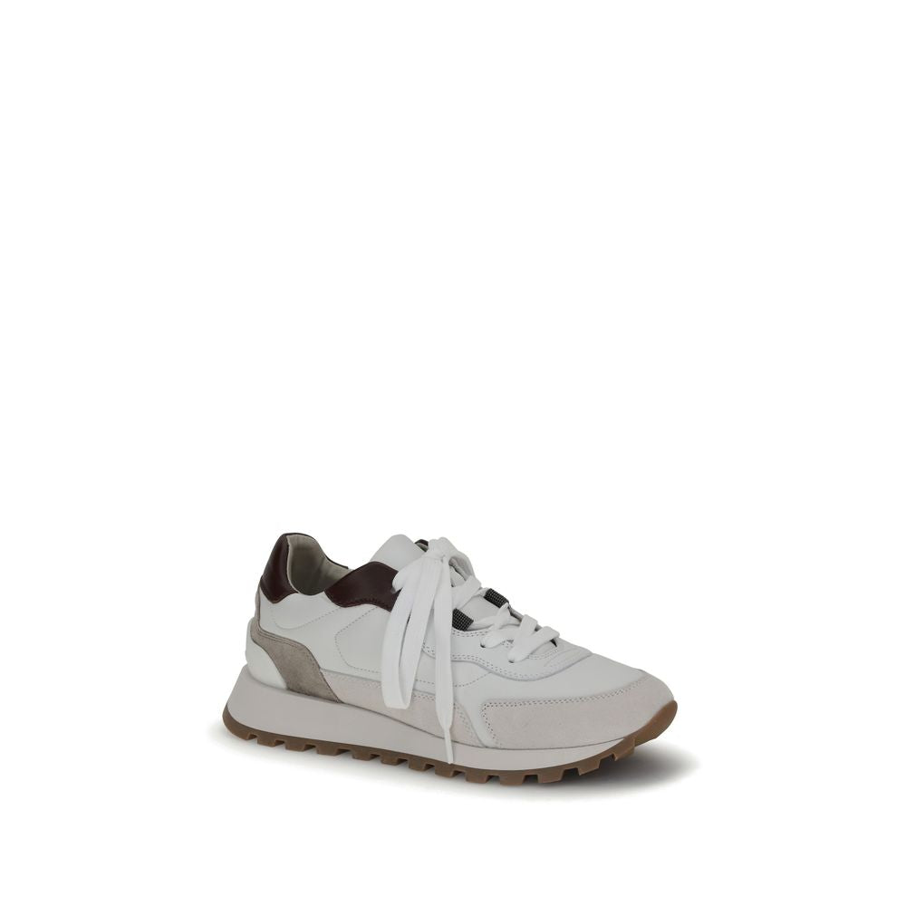 Brunello Cucinelli White Leather Athletic Sneakers - Zeiniez