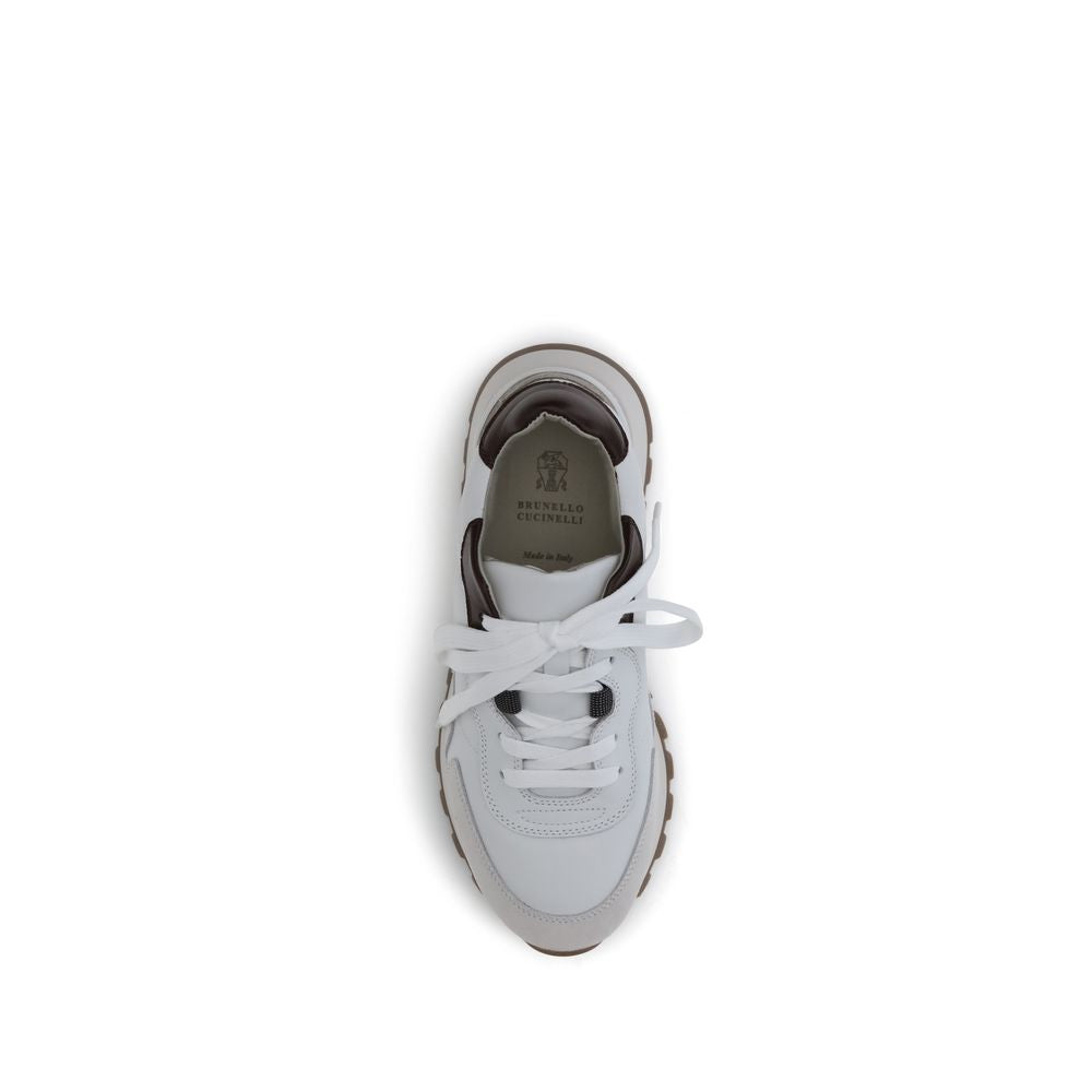 Brunello Cucinelli White Leather Athletic Sneakers - Zeiniez