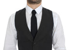 Dolce & Gabbana Gray Striped Formal Dress Gilet Vest