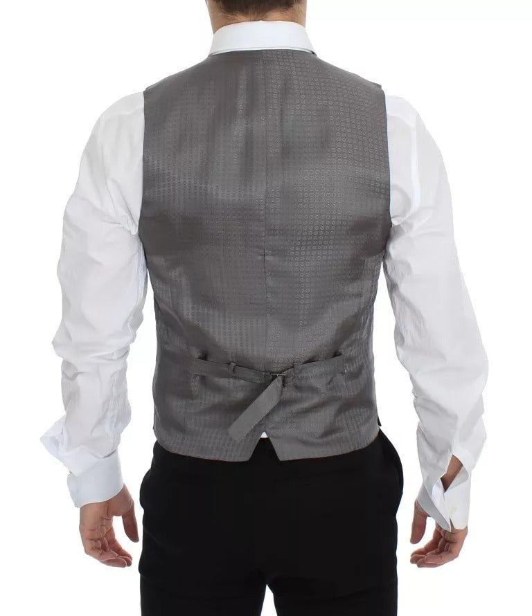 Dolce & Gabbana Gray Striped Formal Dress Gilet Vest