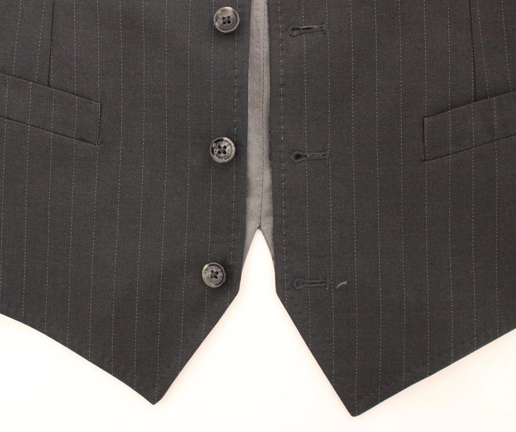 Dolce & Gabbana Gray Striped Formal Dress Gilet Vest