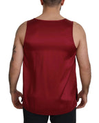 Dolce & Gabbana Red Round Neck Sleeveless Silk T-shirt - Zeiniez