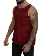 Dolce & Gabbana Red Round Neck Sleeveless Silk T-shirt - Zeiniez