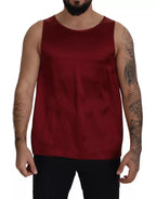 Dolce & Gabbana Red Round Neck Sleeveless Silk T-shirt - Zeiniez