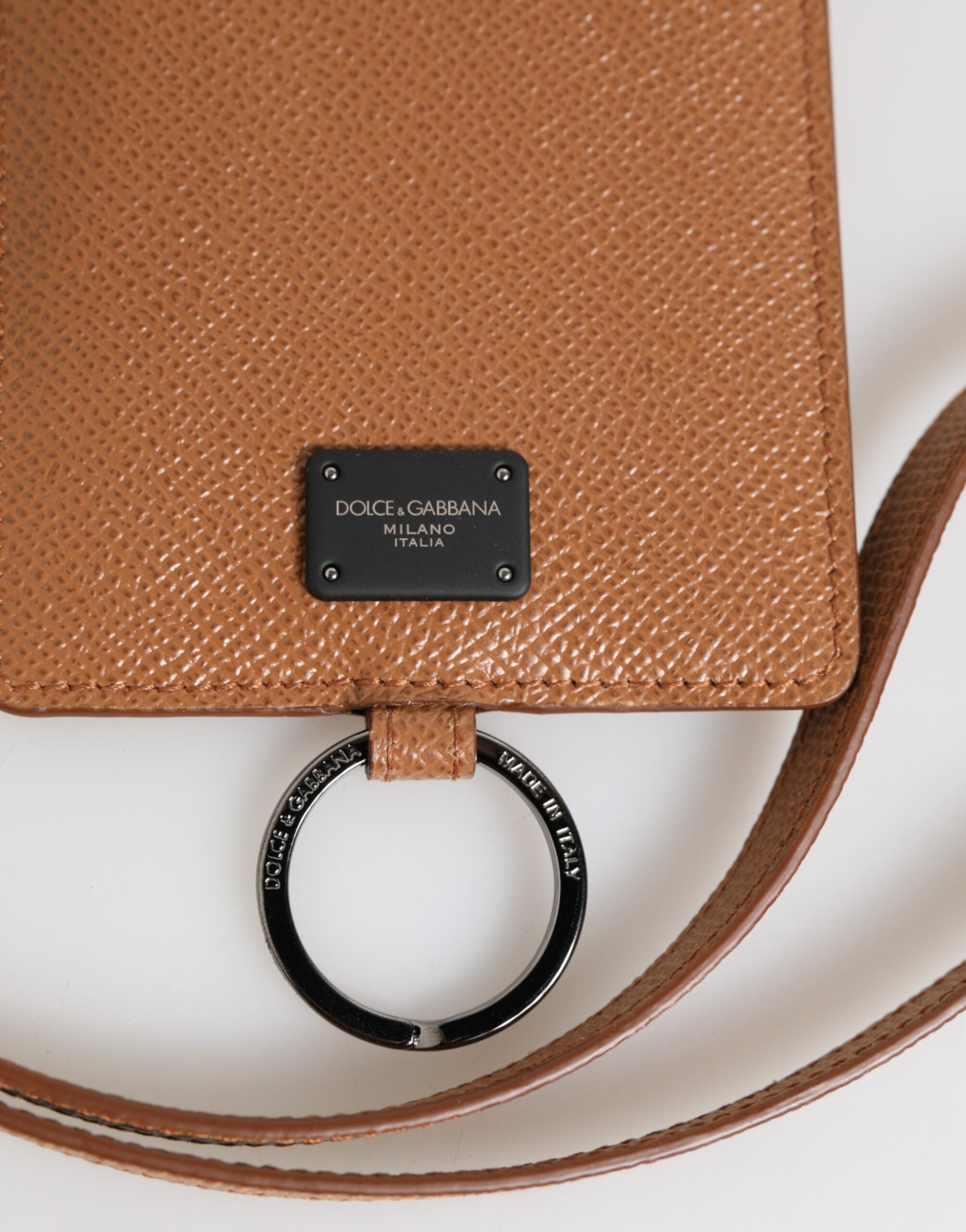 Dolce & Gabbana Dark Brown Leather Lanyard Logo Card Holder Men Wallet - Zeiniez