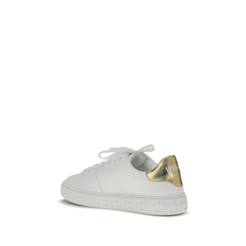 Versace White Calf Leather Bos Taurus Low Top Sneakers - Zeiniez