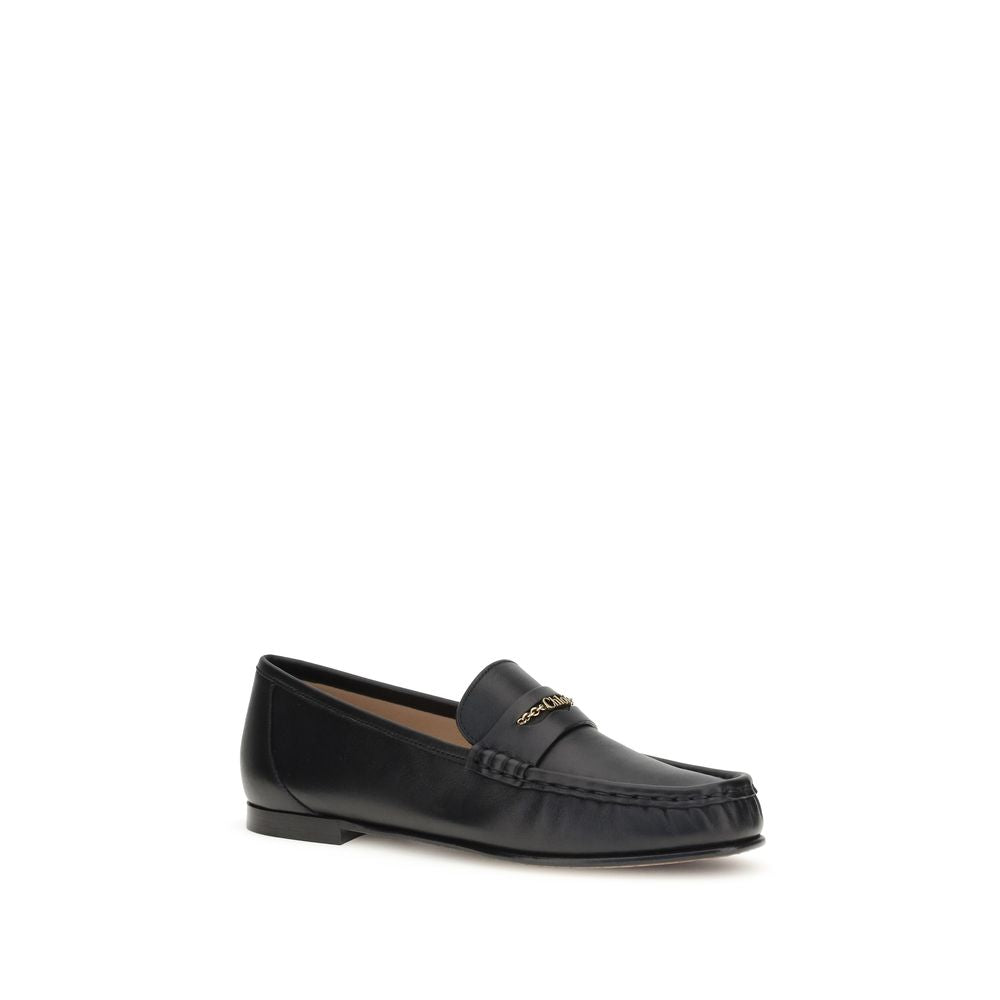 Chloé Black Calf Leather Bos Taurus Slip-On Loafers - Zeiniez
