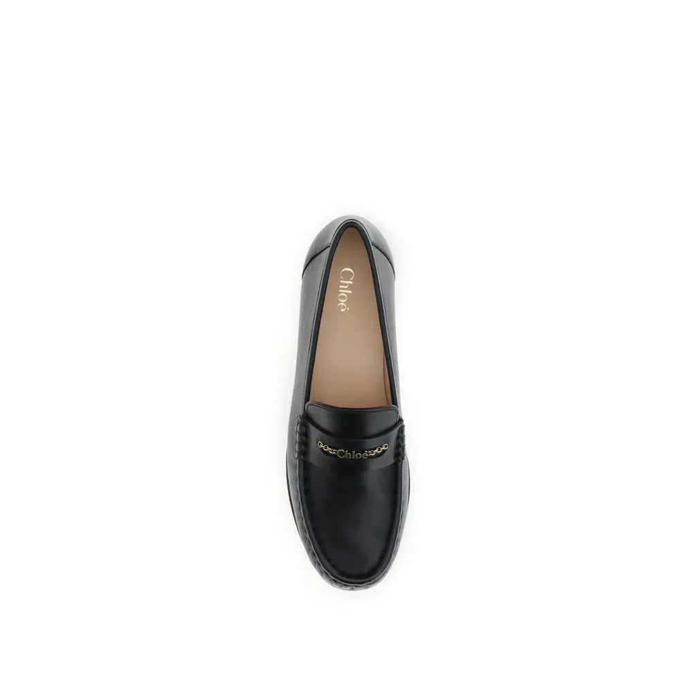 Chloé Black Calf Leather Bos Taurus Slip-On Loafers - Zeiniez
