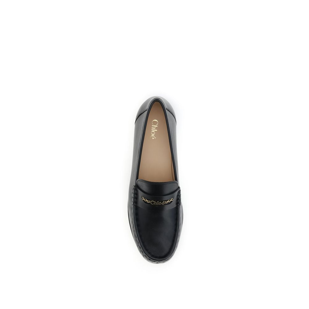 Chloé Black Calf Leather Bos Taurus Slip-On Loafers - Zeiniez