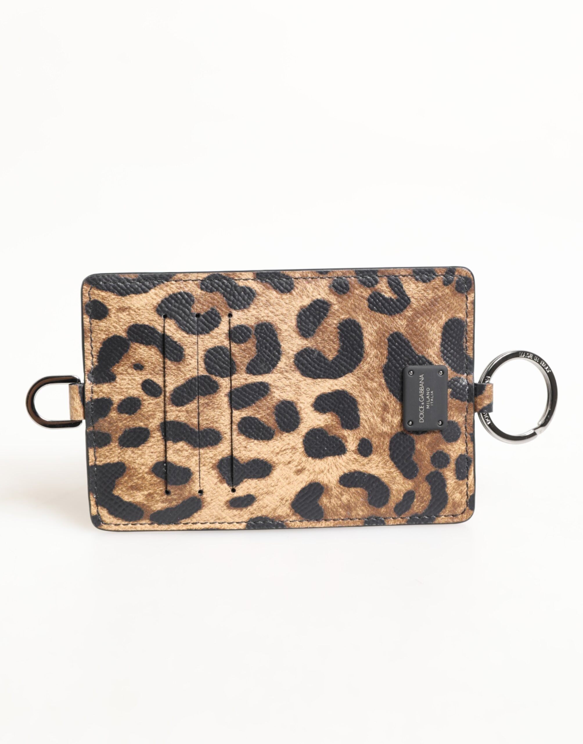 Dolce & Gabbana Leopard Print Leather Embossed Lanyard Card Holder Wallet - Zeiniez