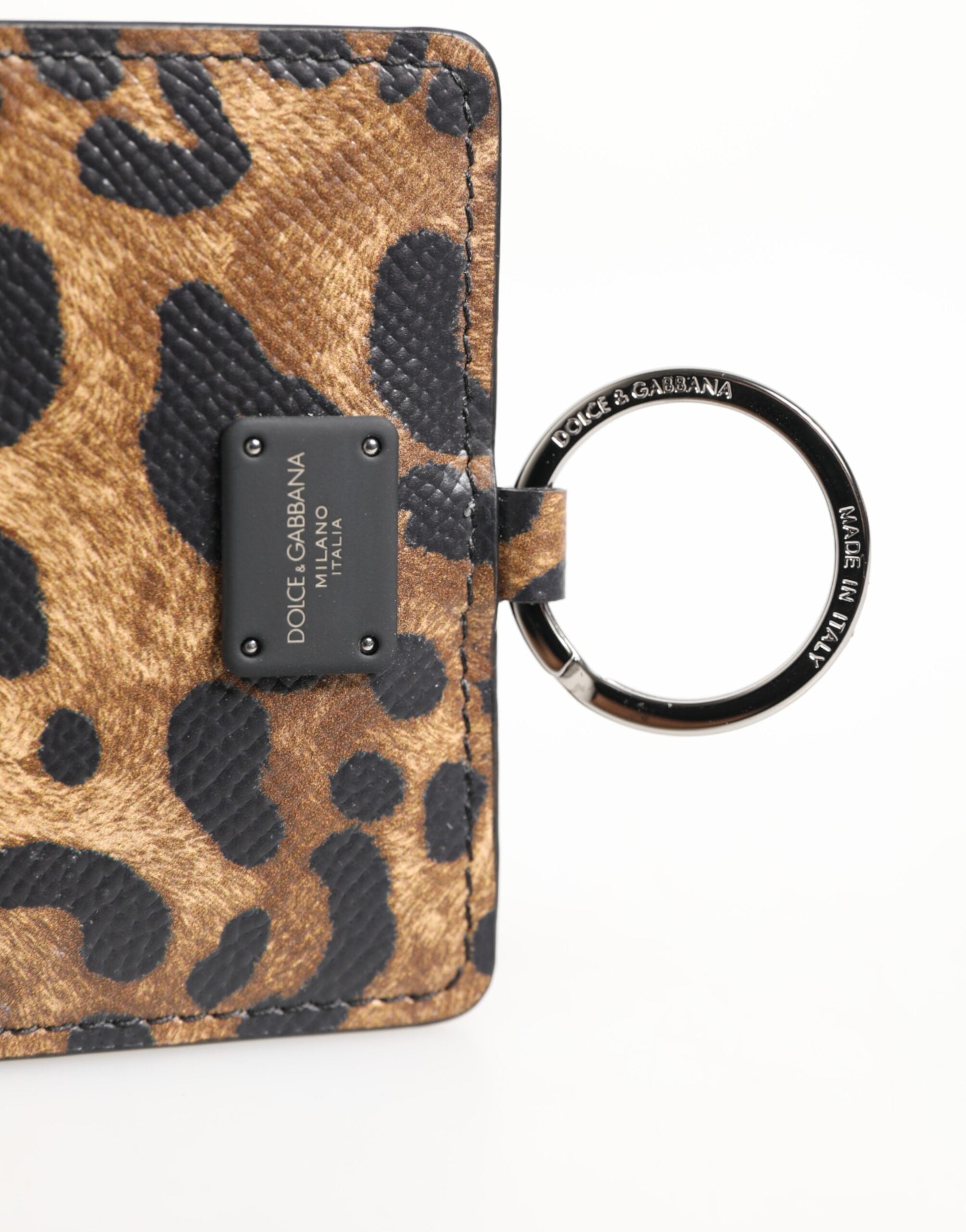 Dolce & Gabbana Leopard Print Leather Embossed Lanyard Card Holder Wallet - Zeiniez
