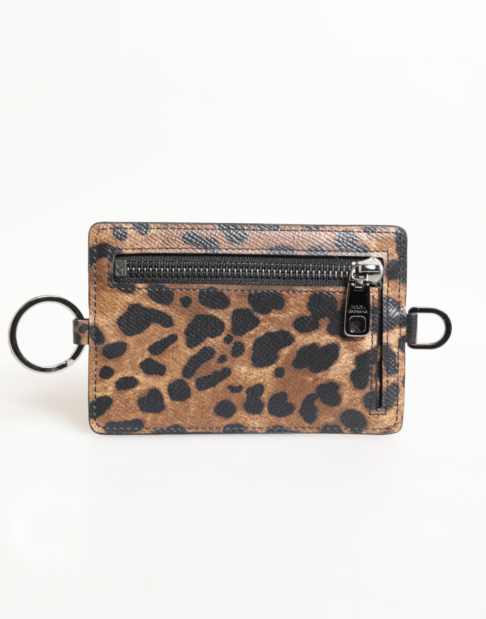 Dolce & Gabbana Leopard Print Leather Embossed Lanyard Card Holder Wallet - Zeiniez