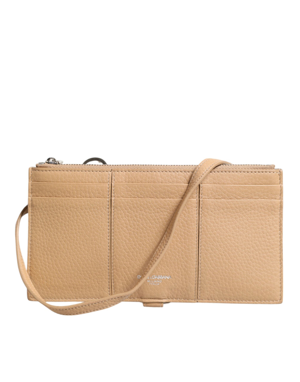 Dolce & Gabbana Beige Calfskin Leather Large Crossbody Card Holder Wallet - Zeiniez