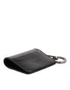 Dolce & Gabbana Wallet Black Leather Logo Embossed Key Chain Card Holder Wallet - Zeiniez