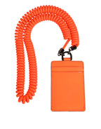 Dolce & Gabbana Orange Leather Logo Embossed Lanyard Card Holder Wallet - Zeiniez