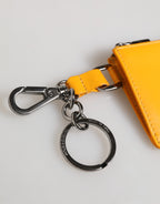 Dolce & Gabbana Yellow Orange Leather Credit Card Key Holder Clip On Wallet - Zeiniez
