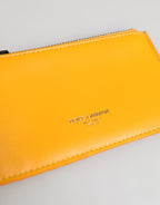 Dolce & Gabbana Yellow Orange Leather Credit Card Key Holder Clip On Wallet - Zeiniez