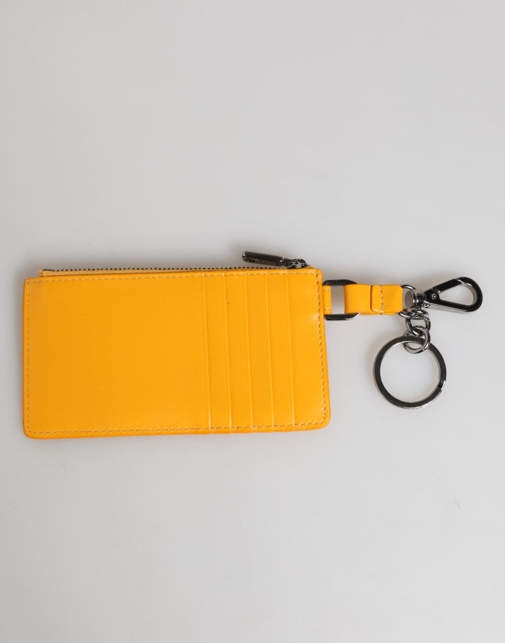 Dolce & Gabbana Yellow Orange Leather Credit Card Key Holder Clip On Wallet - Zeiniez