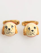 Dolce & Gabbana Brass Gold Tone Dog Puppy Men's Accessories Cufflink - Zeiniez