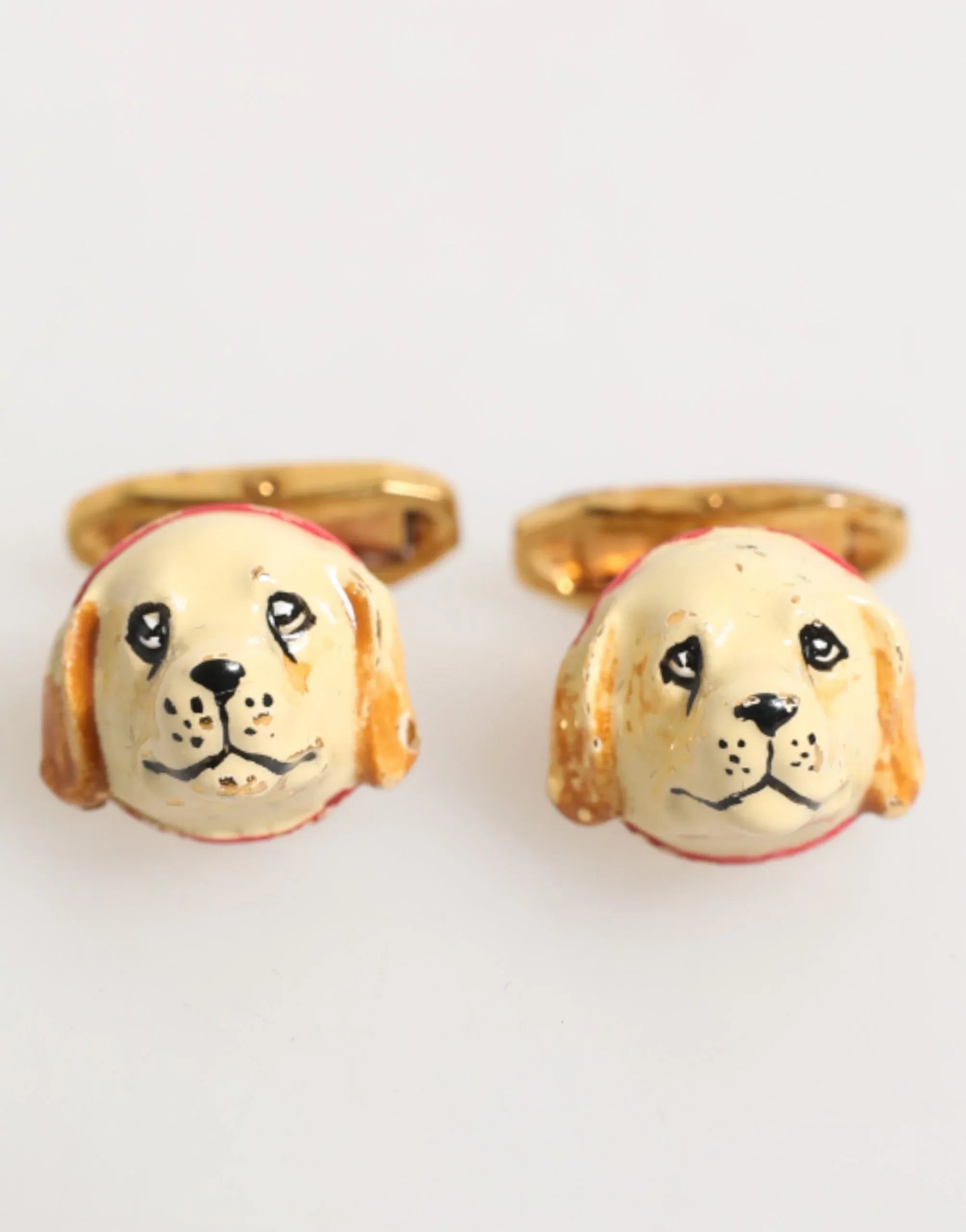 Dolce & Gabbana Brass Gold Tone Dog Puppy Men's Accessories Cufflink - Zeiniez