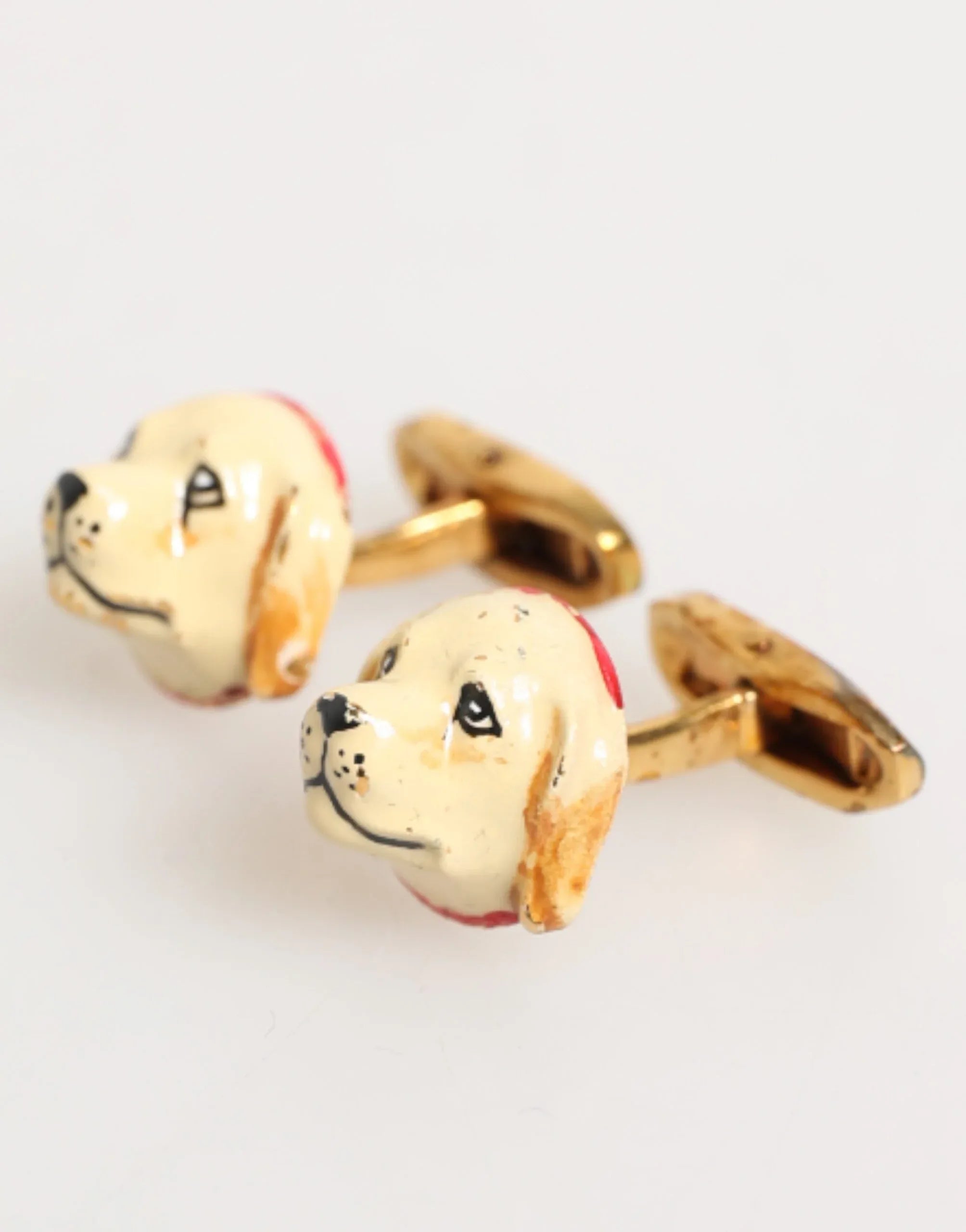 Dolce & Gabbana Brass Gold Tone Dog Puppy Men's Accessories Cufflink - Zeiniez