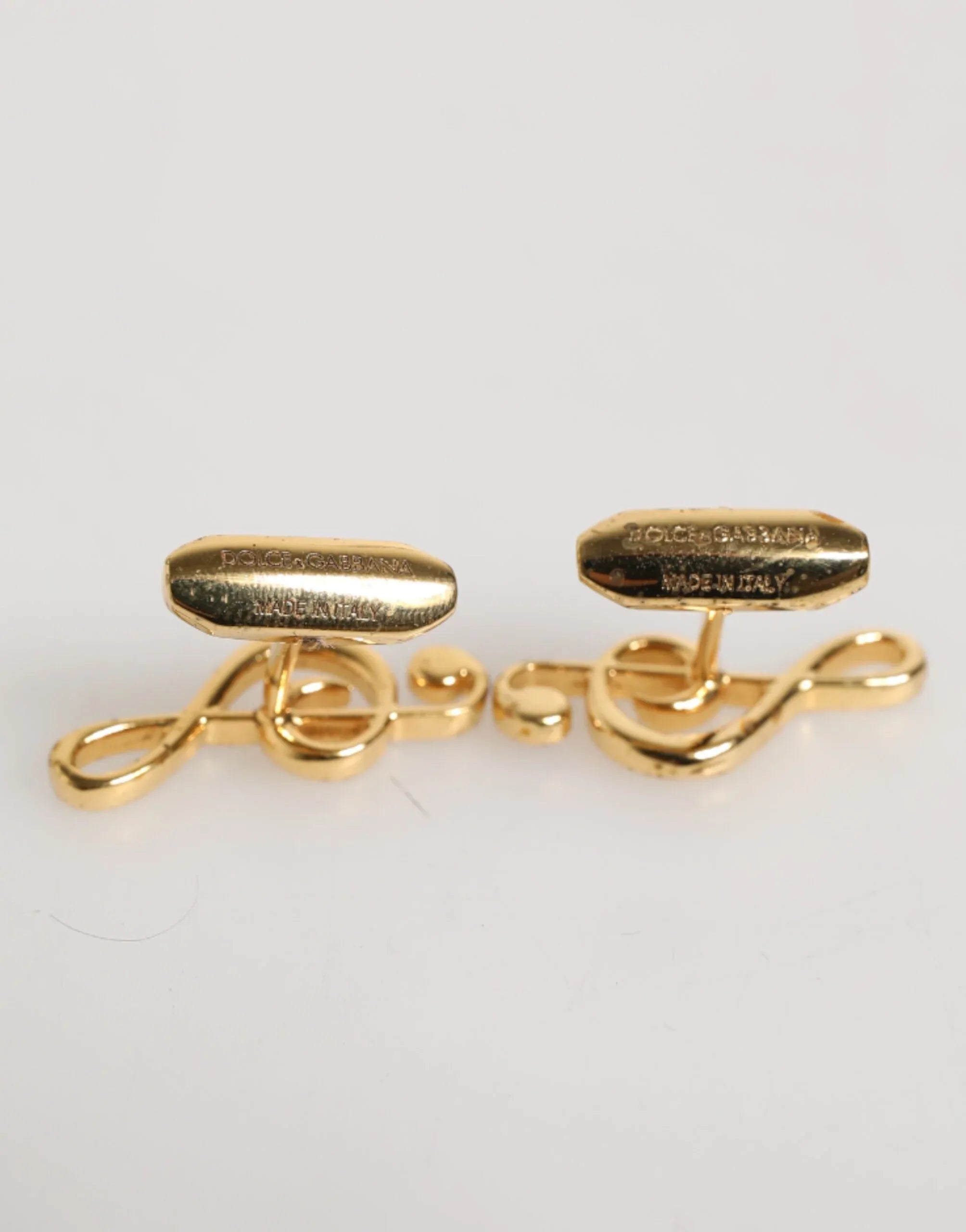 Dolce & Gabbana Gold Musical Note Metal Brass Pin Men Accessory Cufflinks - Zeiniez