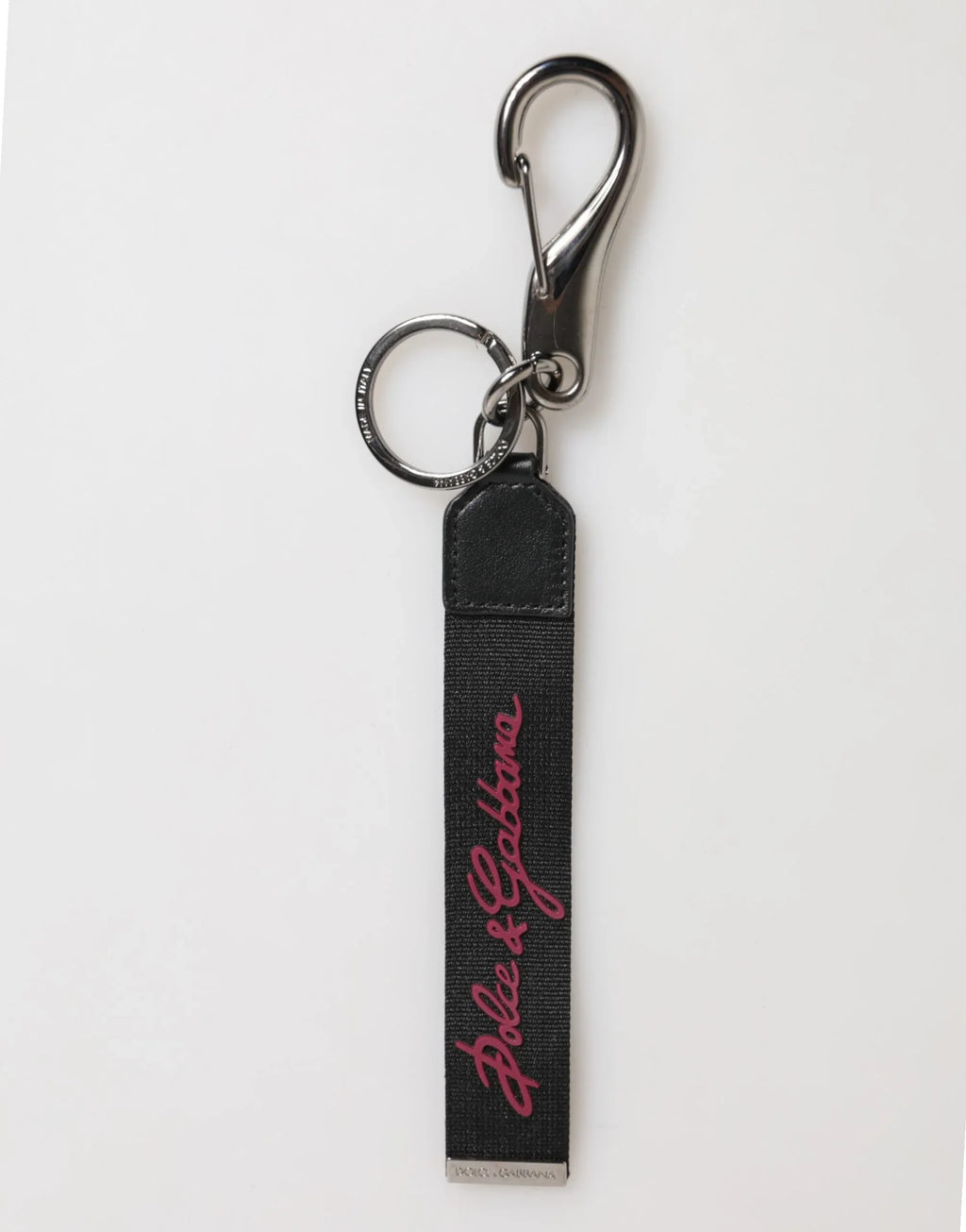 Dolce & Gabbana Black Burgundy Polyester DG Logo Men Keychain Keyring - Zeiniez