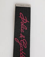 Dolce & Gabbana Black Burgundy Polyester DG Logo Men Keychain Keyring - Zeiniez