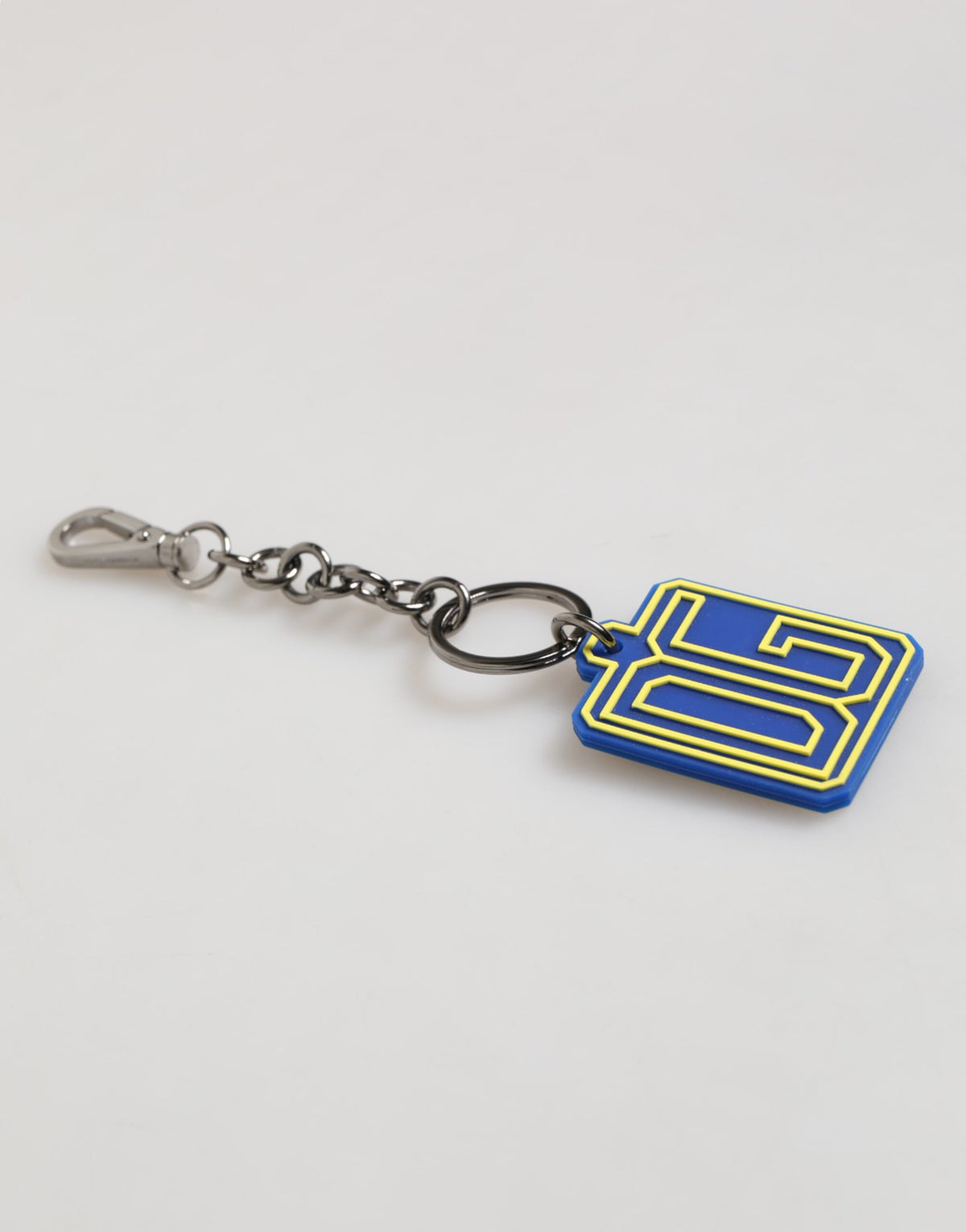 Dolce & Gabbana Blue Yellow DG Rubber Logo Silver Men Keychain Keyring