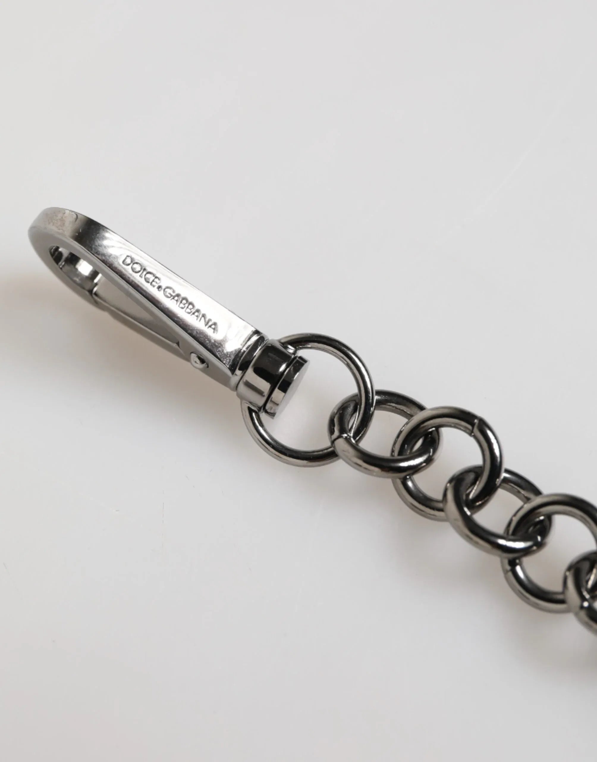 Dolce & Gabbana Blue Yellow DG Rubber Logo Silver Men Keychain Keyring - Zeiniez