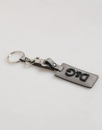 Dolce & Gabbana Gray Leather Logo Metal Ring Keychain Holder Men Keyring - Zeiniez