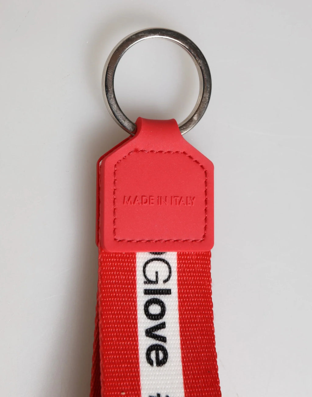 Dolce & Gabbana Red Logo Polyester Silver Brass Holder Keychain Men Keyring - Zeiniez