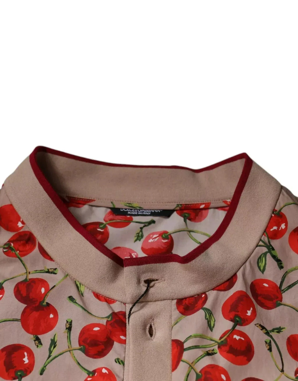 Dolce & Gabbana Beige Cherry Nylon Buttoned Casual Shirt - Zeiniez